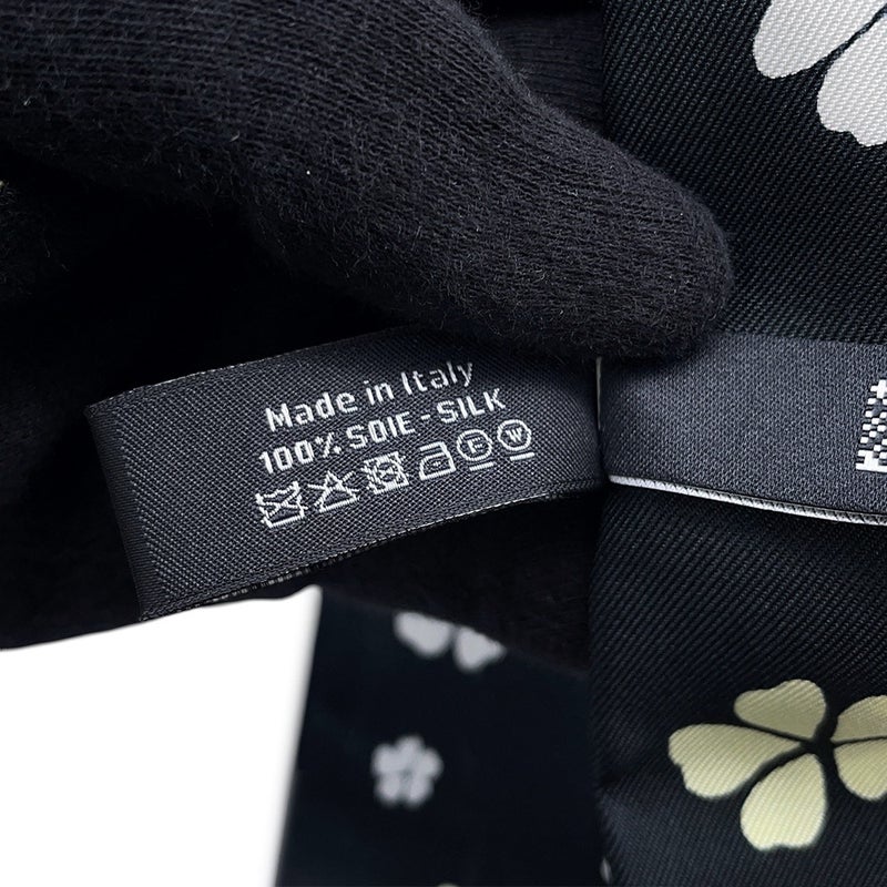 シャネル スカーフ ココマーク フラワー シルク 26B CHANEL 黒 白