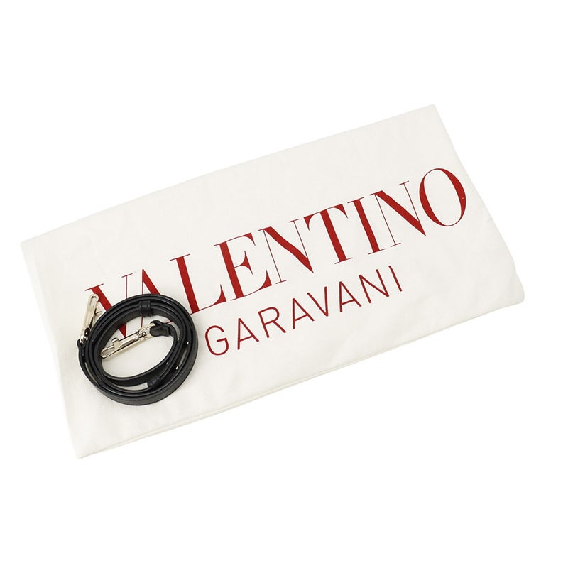 ヴァレンティノ・ガラヴァーニ ハンドバッグ VLTNロゴ ロックスタッズ キャンバス/レザー VALENTINO 黒