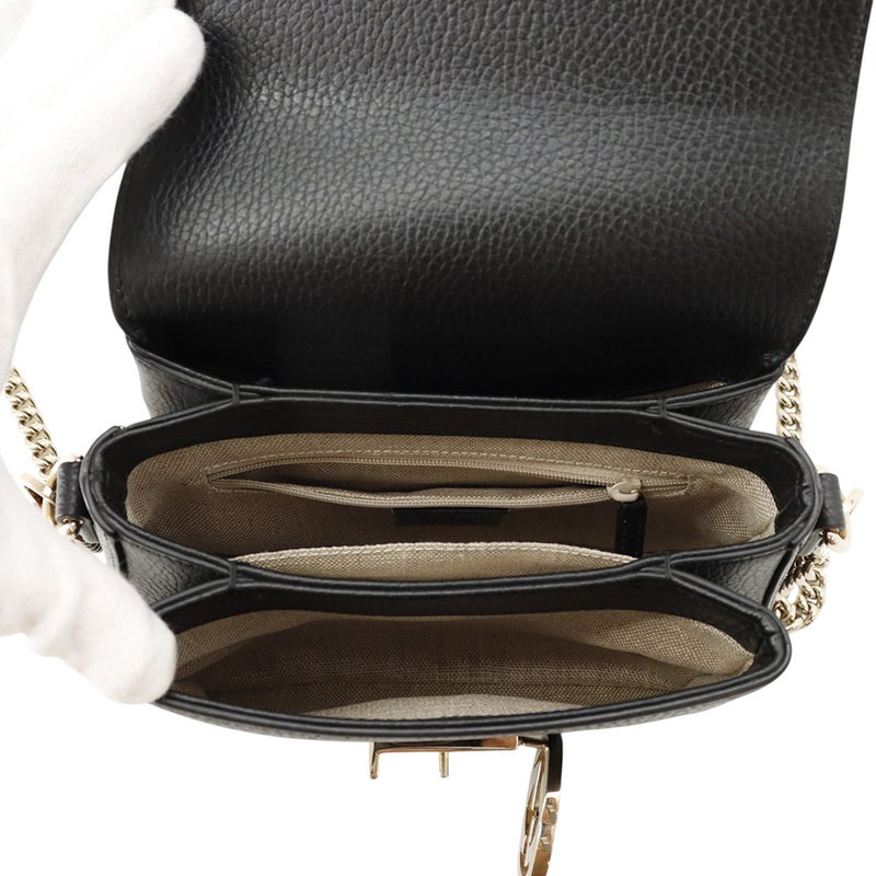 グッチ チェーンショルダーバッグ インターロッキングG レザー 607720 GUCCI バッグ 黒 アウトレット品