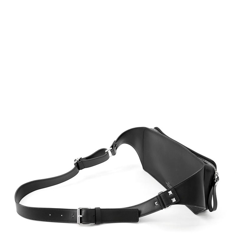 ヴァレンティノ・ガラヴァーニ ボディバッグ VLTNロゴ レザー VY2B0A10WJW VALENTINO ベルトバッグ 黒 白