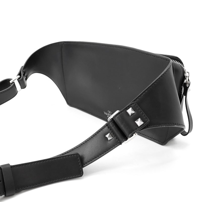 ヴァレンティノ・ガラヴァーニ ボディバッグ VLTNロゴ レザー VY2B0A10WJW VALENTINO ベルトバッグ 黒 白