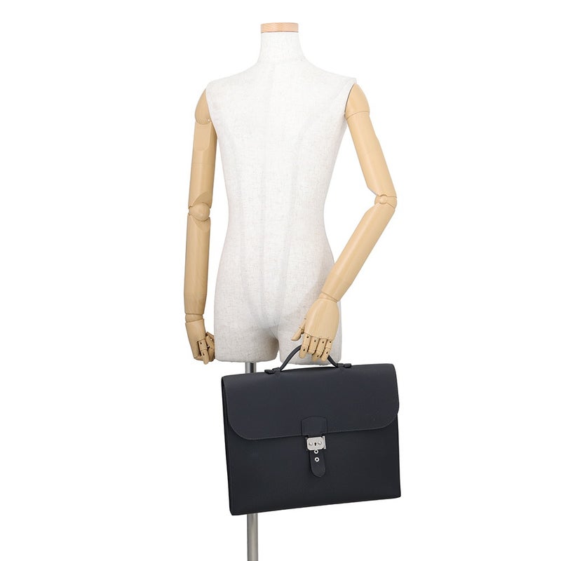 エルメス ビジネスバッグ サックアデペッシュ ライト 37 キャバン/シルバー金具 トゴ U刻印 HERMES メンズ
