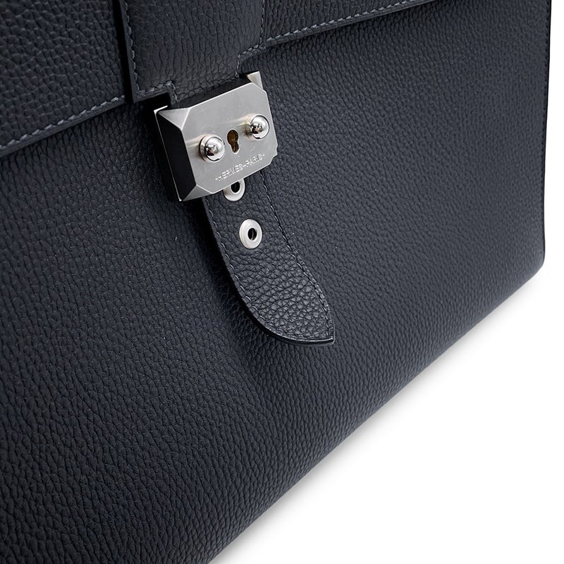 エルメス ビジネスバッグ サックアデペッシュ ライト 37 キャバン/シルバー金具 トゴ U刻印 HERMES メンズ