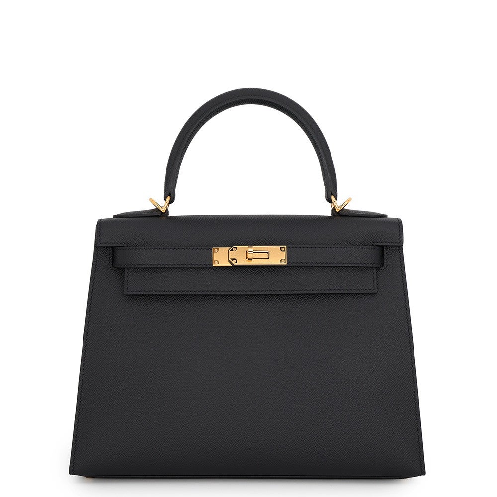 エルメス ハンドバッグ ケリー28 外縫い ブラック/ゴールド金具