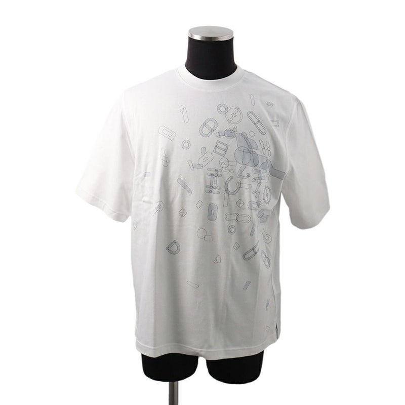 エルメス Tシャツ フラグメント・エクエストレス Fragments Equestres メンズサイズS HERMES トップス 白