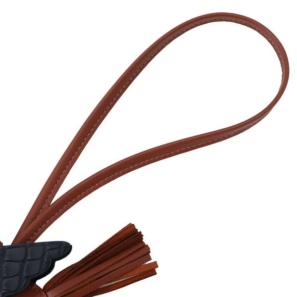 エルメス バッグチャーム ロデオPM ペガサス タッチ シエンヌ/ブラック ラムスキン/アリゲーターマット W刻印 HERMES 黒