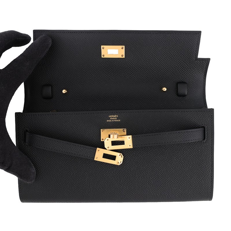 エルメス ケリーウォレット ロング トゥーゴー ブラック/ゴールド金具 エプソン G刻印 財布 黒