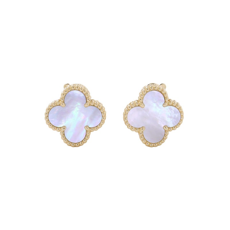 ヴァンクリーフ&アーペル ピアス ヴィンテージ アルハンブラ イヤリング マザーオブパール K18YGイエローゴールド VCARA44100
