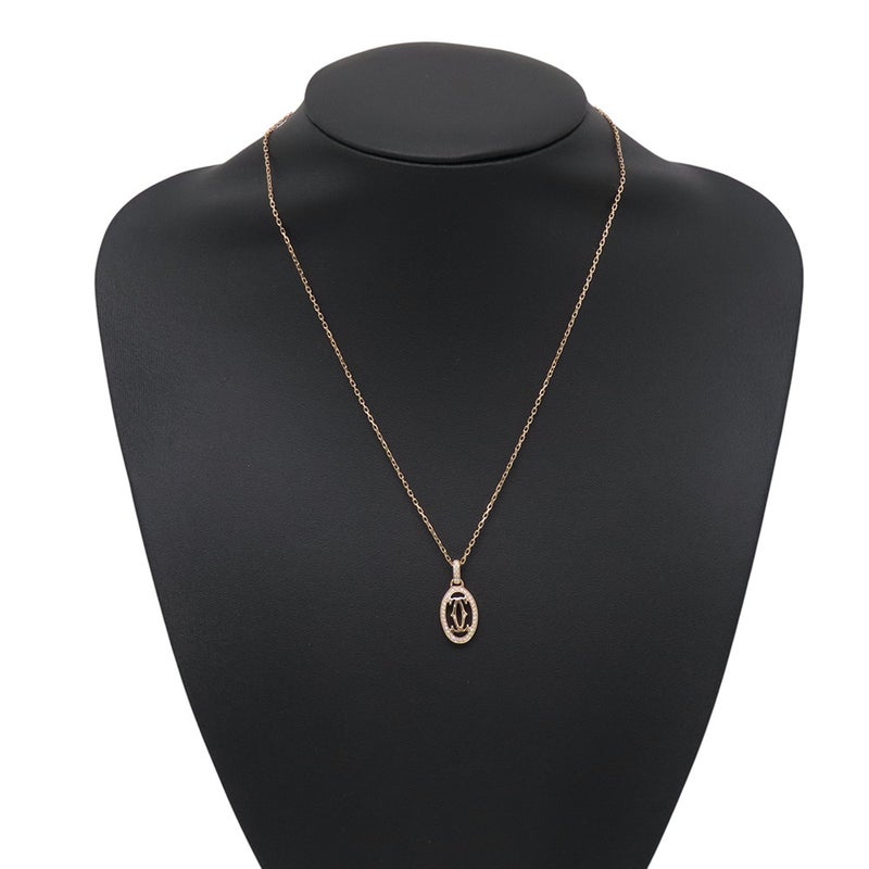 カルティエ ネックレス ロゴ ドゥーブルC ダイヤモンド K18PGピンクゴールド B7219300 Cartier ペンダント