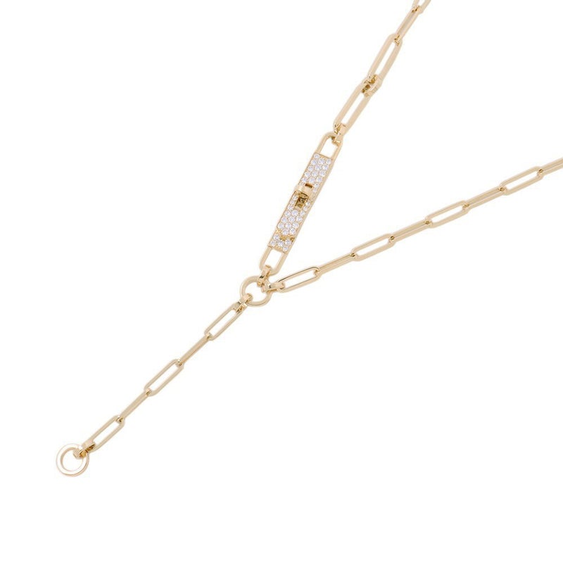 エルメス ネックレス ケリー・シェーヌ ラリアット ダイヤモンド 41P 計0.62ct K18YGイエローゴールド HERMES Kelly Chaine Lariat