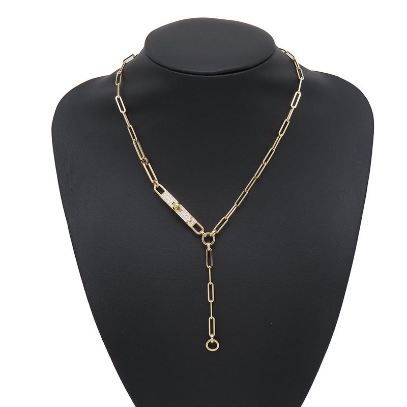 エルメス ネックレス ケリー・シェーヌ ラリアット ダイヤモンド 41P 計0.62ct K18YGイエローゴールド HERMES Kelly Chaine Lariat