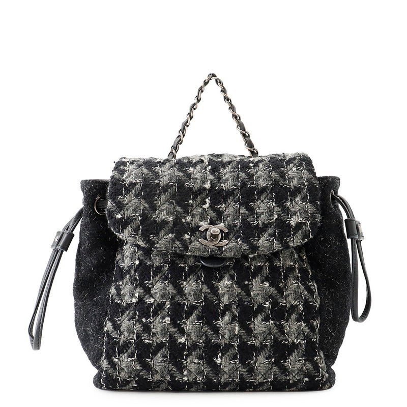 シャネル リュック ココマーク チェーンリュック ツイード CHANEL バッグ バックパック 黒