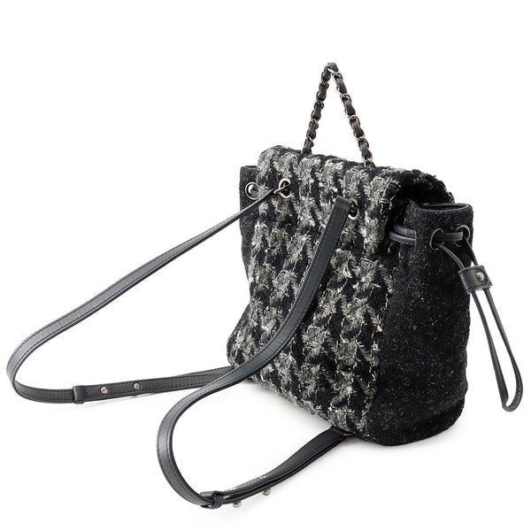 シャネル リュック ココマーク チェーンリュック ツイード CHANEL バッグ バックパック 黒