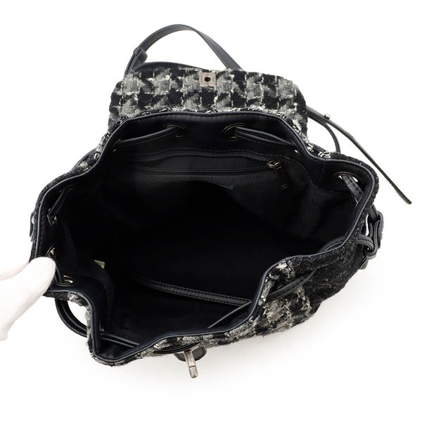 シャネル リュック ココマーク チェーンリュック ツイード CHANEL バッグ バックパック 黒