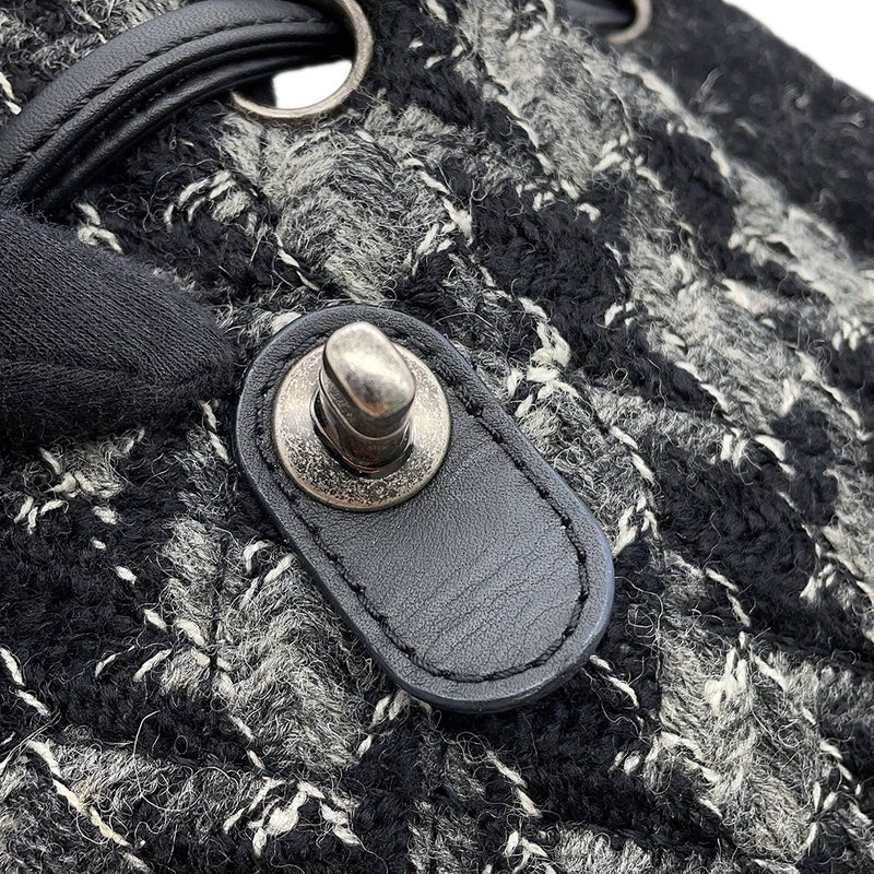 シャネル リュック ココマーク チェーンリュック ツイード CHANEL バッグ バックパック 黒