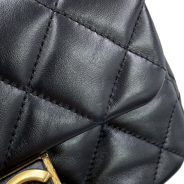 シャネル チェーンショルダーバッグ マトラッセ ココマーク スモールフラップバッグ ラムスキン AS2473 CHANEL 黒