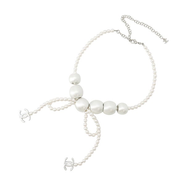 シャネル ネックレス フェイクパール リボン B25 C CHANEL アクセサリー