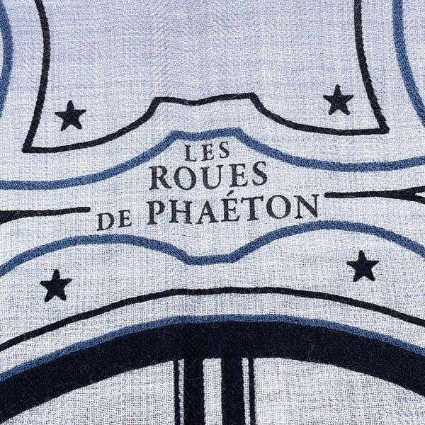 エルメス ストール カレ140 四輪馬車の車輪・バンダナ Les Roues de Phaeton カシミヤ シルク 2024秋冬 黒