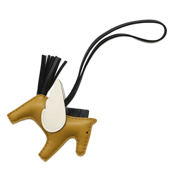 エルメス バッグチャーム ロデオPM ペガサス チャイ/ナタ/ブラック ラムスキン Z刻印 黒