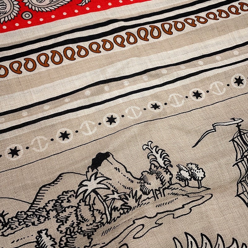エルメス ストール カレ140 カレジェアン 船乗りのタトゥー・バンダナ TATOUAGES MARINS BANDANA カシミヤ シルク 2024年春夏