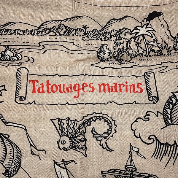 エルメス ストール カレ140 カレジェアン 船乗りのタトゥー・バンダナ TATOUAGES MARINS BANDANA カシミヤ シルク 2024年春夏
