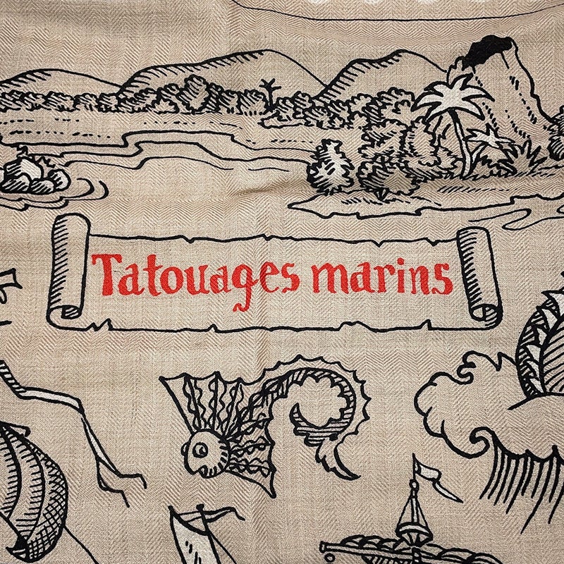 エルメス ストール カレ140 カレジェアン 船乗りのタトゥー・バンダナ TATOUAGES MARINS BANDANA カシミヤ シルク 2024年春夏