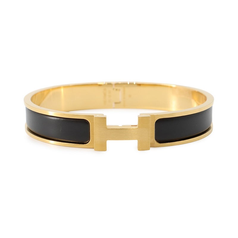 エルメス ブレスレット クリックHH ブラック/ゴールド金具 HERMES バングル アクセサリー 黒