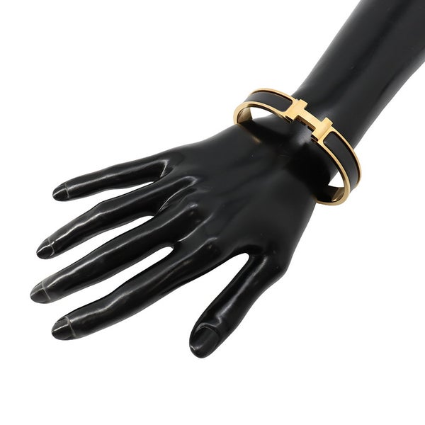 エルメス ブレスレット クリックHH ブラック/ゴールド金具 HERMES バングル アクセサリー 黒