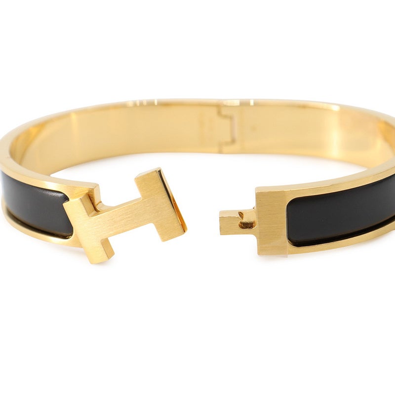 エルメス ブレスレット クリックHH ブラック/ゴールド金具 HERMES バングル アクセサリー 黒