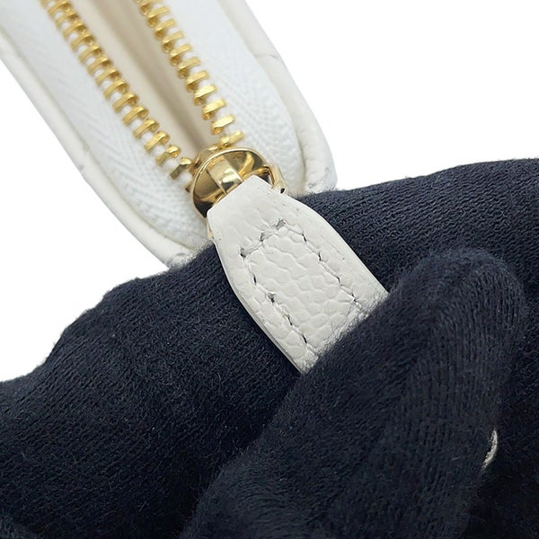 シャネル コインケース ラインストーン マトラッセ ココマーク クラシック ジップコインパース キャビアスキン AP0216 CHANEL 白