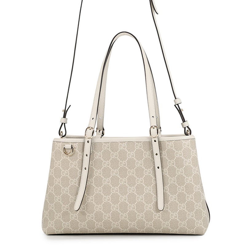 グッチ トートバッグ GGエンブレム ミディアム トート PVC レザー 815214 GUCCI 2way 白