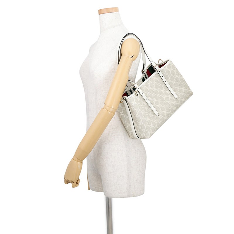 グッチ トートバッグ GGエンブレム ミディアム トート PVC レザー 815214 GUCCI 2way 白