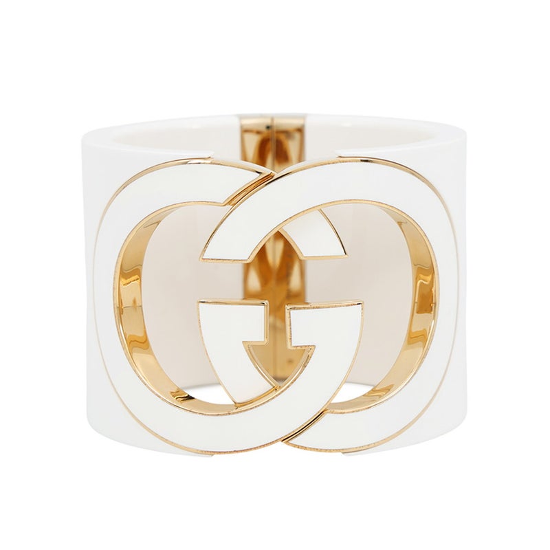 グッチ ブレスレット インターロッキング バングル レジン メタル サイズS 839250 GUCCI アクセサリー 白