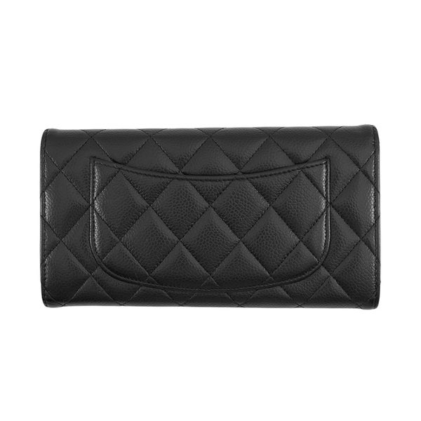 シャネル 長財布 クラシック ロング フラップ ウォレット マトラッセ ココマーク キャビアスキン AP0241 CHANEL 黒