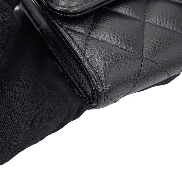 シャネル 長財布 クラシック ロング フラップ ウォレット マトラッセ ココマーク キャビアスキン AP0241 CHANEL 黒