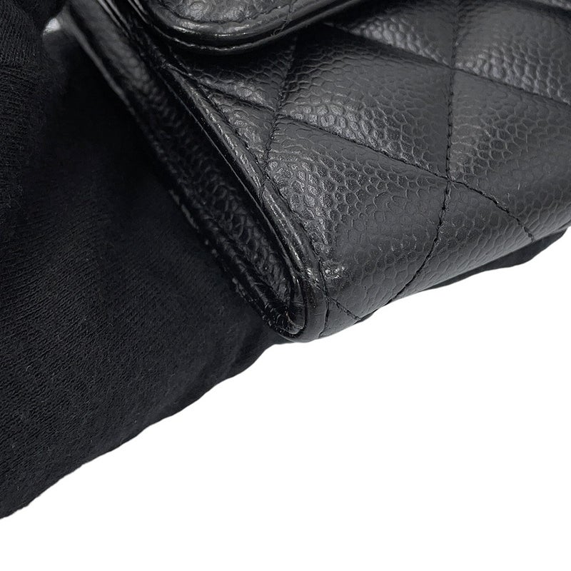 シャネル 長財布 クラシック ロング フラップ ウォレット マトラッセ ココマーク キャビアスキン AP0241 CHANEL 黒