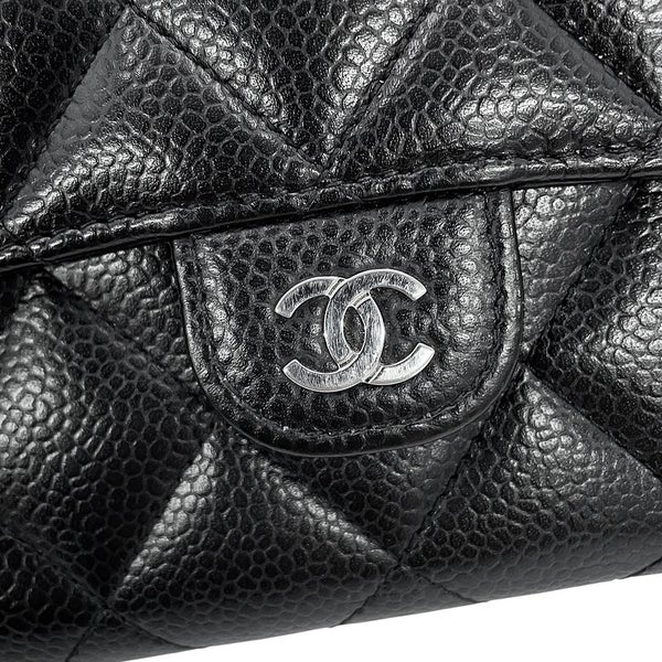 シャネル 長財布 クラシック ロング フラップ ウォレット マトラッセ ココマーク キャビアスキン AP0241 CHANEL 黒