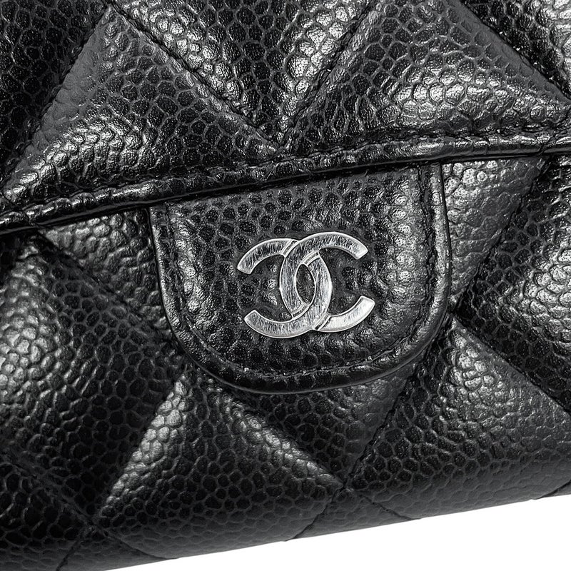 シャネル 長財布 クラシック ロング フラップ ウォレット マトラッセ ココマーク キャビアスキン AP0241 CHANEL 黒