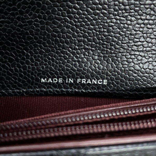 シャネル 長財布 クラシック ロング フラップ ウォレット マトラッセ ココマーク キャビアスキン AP0241 CHANEL 黒