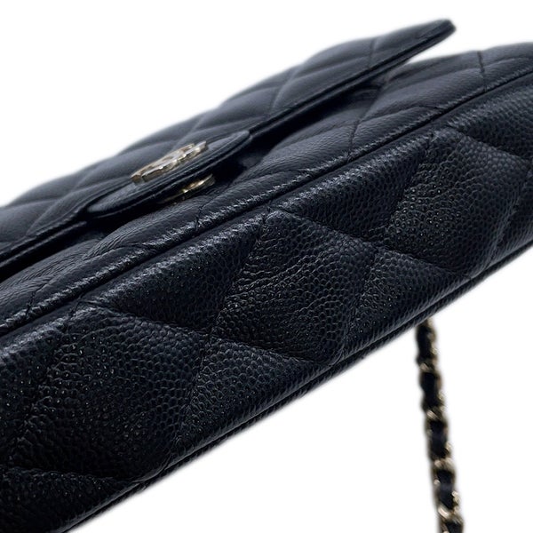 シャネル チェーンショルダーバッグ フラップ フォンケース マトラッセ ココマーク キャビアスキン AP2096 CHANEL 黒
