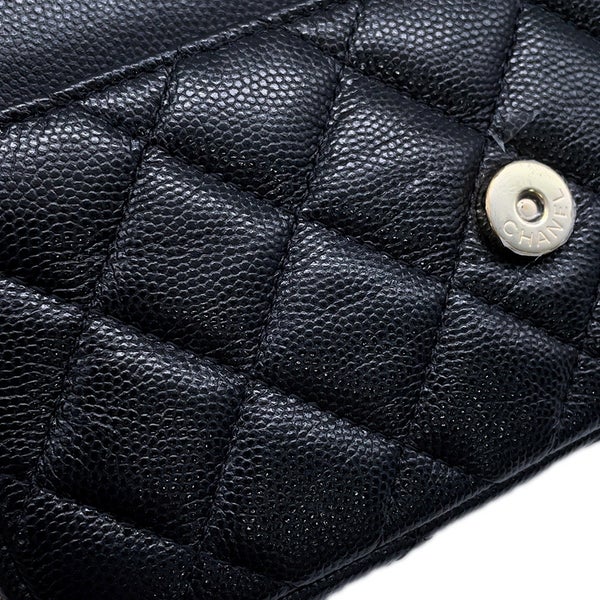 シャネル チェーンショルダーバッグ フラップ フォンケース マトラッセ ココマーク キャビアスキン AP2096 CHANEL 黒