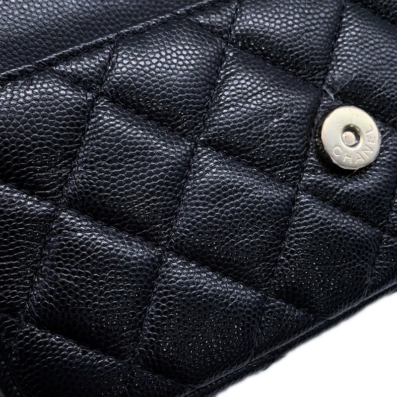 シャネル チェーンショルダーバッグ フラップ フォンケース マトラッセ ココマーク キャビアスキン AP2096 CHANEL 黒