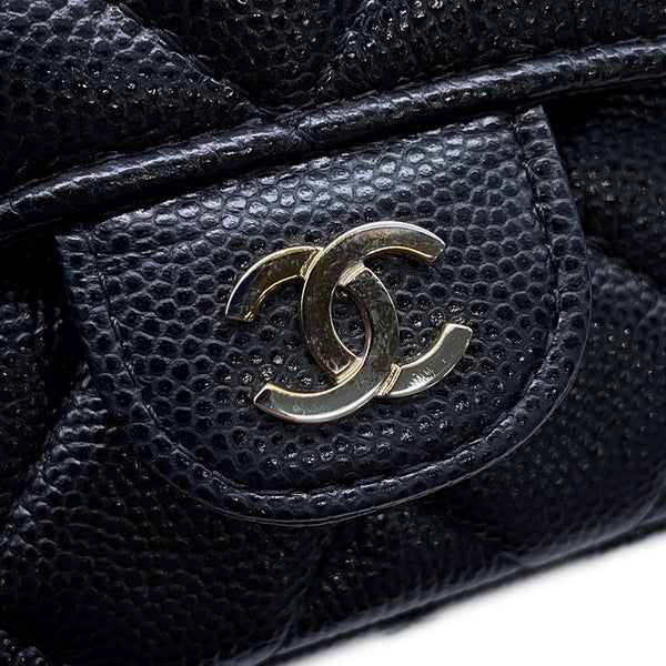シャネル チェーンショルダーバッグ フラップ フォンケース マトラッセ ココマーク キャビアスキン AP2096 CHANEL 黒