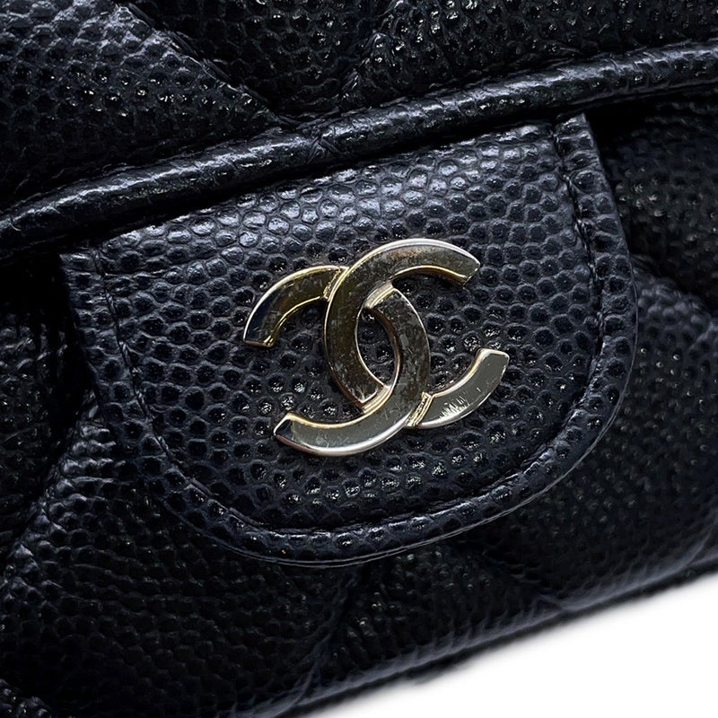 シャネル チェーンショルダーバッグ フラップ フォンケース マトラッセ ココマーク キャビアスキン AP2096 CHANEL 黒