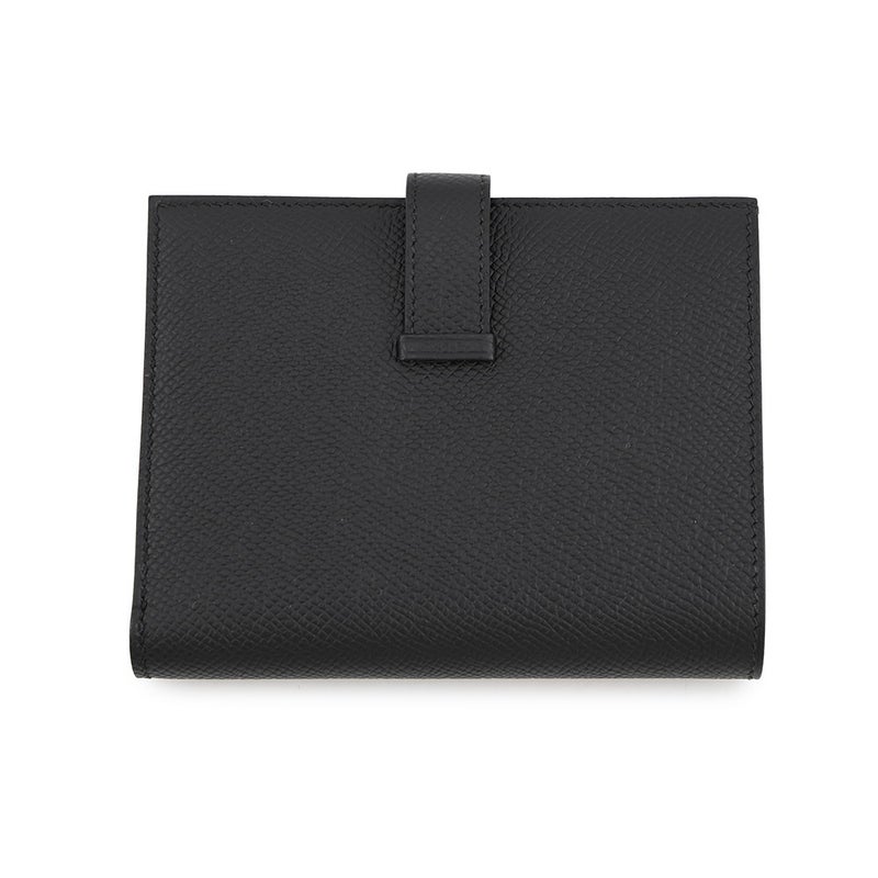 エルメス 二つ折り財布 ベアンコンパクト ブラック/シルバー金具 エプソン K刻印 HERMES 黒
