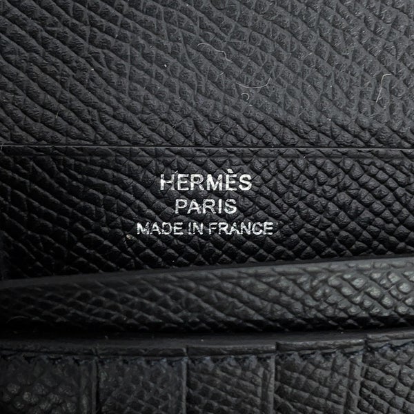 エルメス 二つ折り財布 ベアンコンパクト ブラック/シルバー金具 エプソン K刻印 HERMES 黒