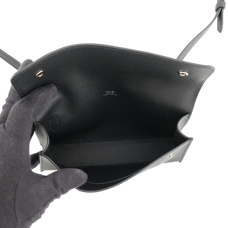 エルメス ショルダーウォレット ナップ トゥーゴー ブラック/シルバー金具 エプソン W刻印 財布 黒