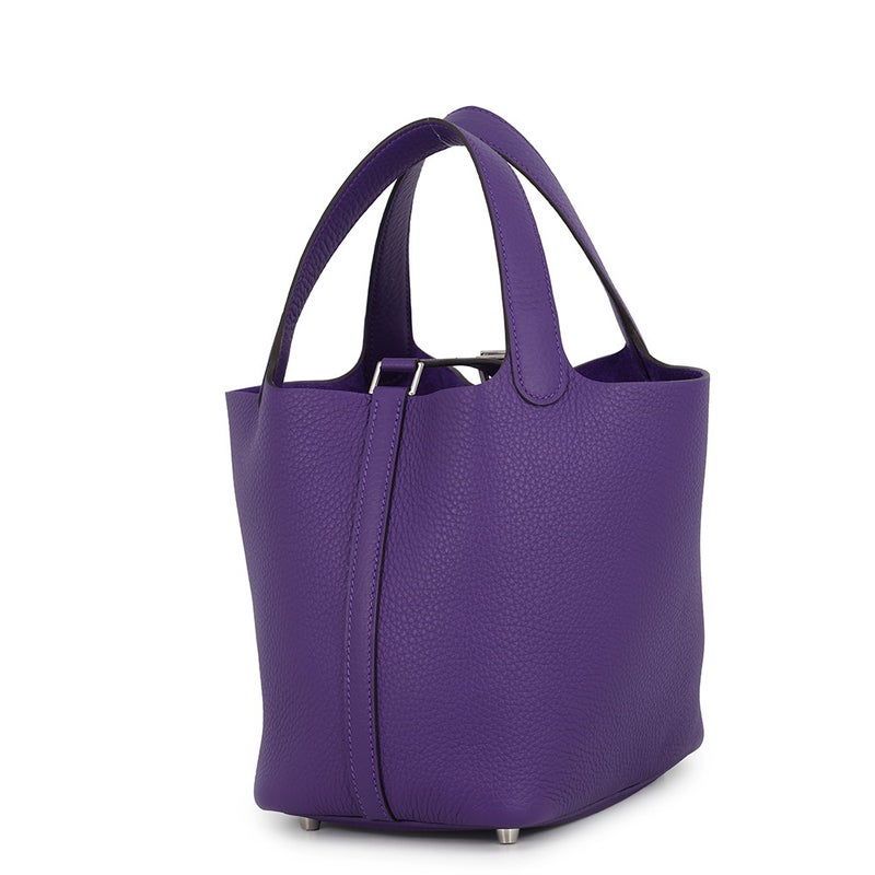 エルメス ハンドバッグ ピコタンロックPM パープル/シルバー金具 トリヨンクレマンス G刻印 HERMES トートバッグ