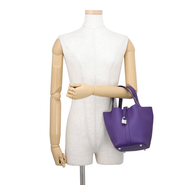 エルメス ハンドバッグ ピコタンロックPM パープル/シルバー金具 トリヨンクレマンス G刻印 HERMES トートバッグ