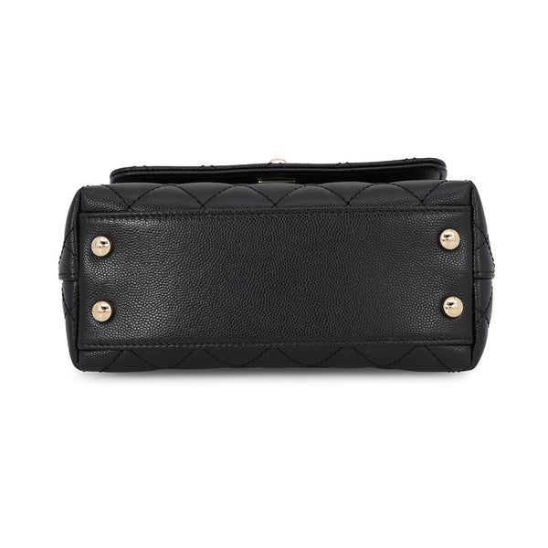 シャネル ハンドバッグ ココマーク トップハンドル XXS フラップ バッグ キャビアスキン AS2215 CHANEL バッグ 2way 黒